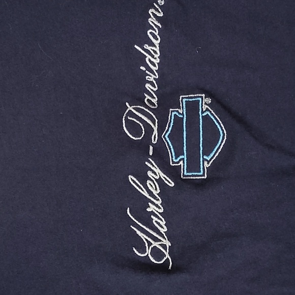 HARLEY-DAVIDSON WOMEN BLUE SHORT SLEEVE TIEBACK JAMESTOWN, CA SIZE XL TEE SHIRT - Picture 7 of 8
